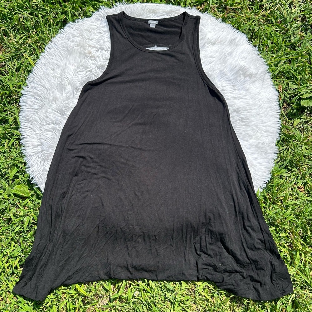 Aerie Black Asymmetrical Relaxed Midi Dress with Opening in Back Size Medium